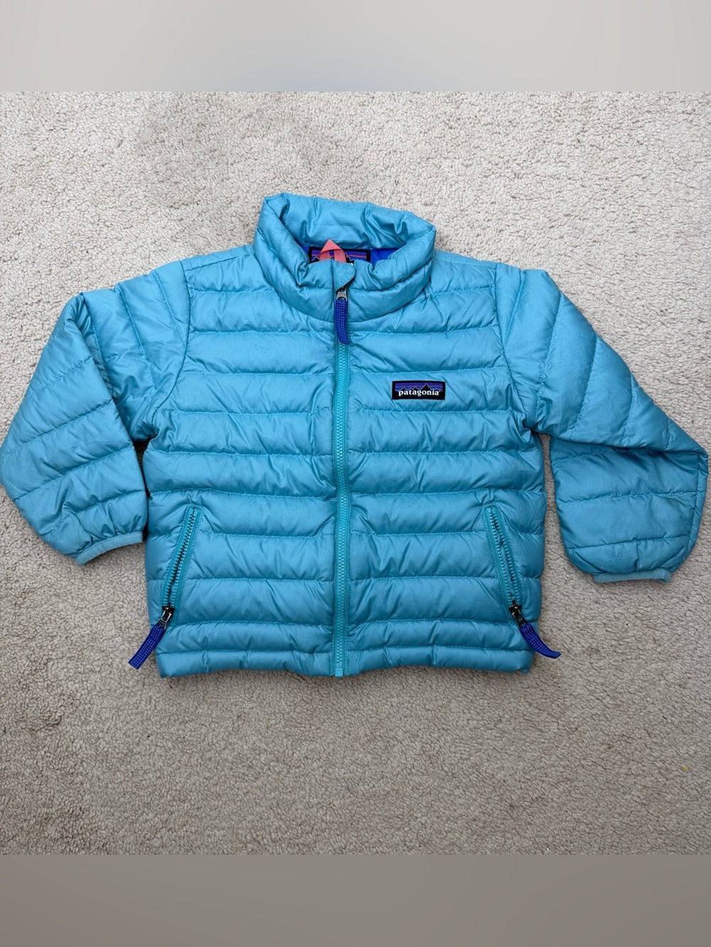 Patagonia Kids Teal Blue Quilted Puffer Jacket 2T